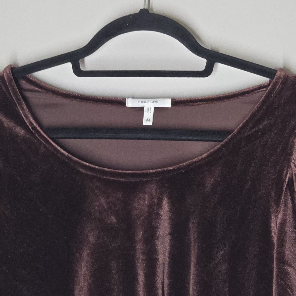 Maurices Romantic Velvet Puff Sleeve Top Purple Short Sleeve Womens M Whimsygoth - Picture 2 of 6